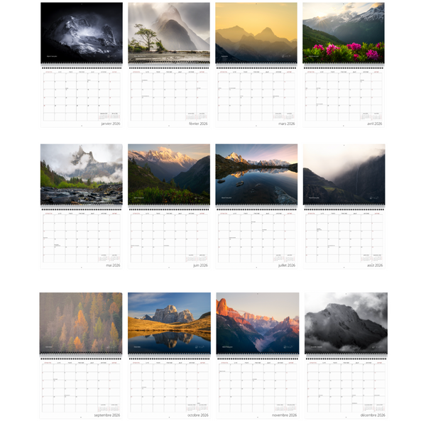 Calendar with scenic landscape images of mountains and nature by Jamil Slim Photography